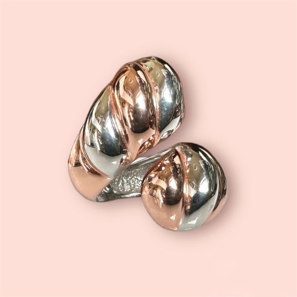 Anello Argento925 Bicolor Bianco e Rosa Stile Contrariè