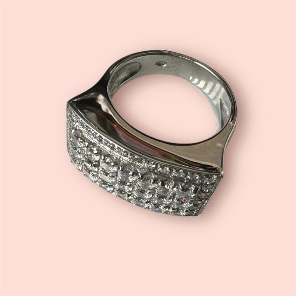 Anello Argento925 Pavè di Zirconi rettangolare