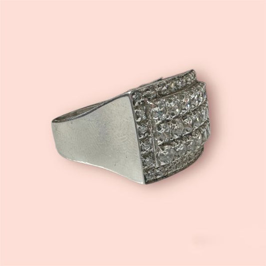 Anello Argento925 Pavè di Zirconi rettangolare