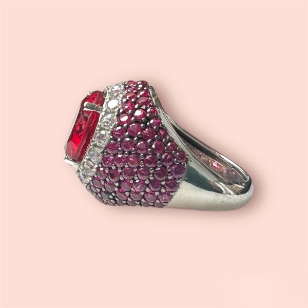 Anello Argento925 Zirconi Rossi e Bianchi
