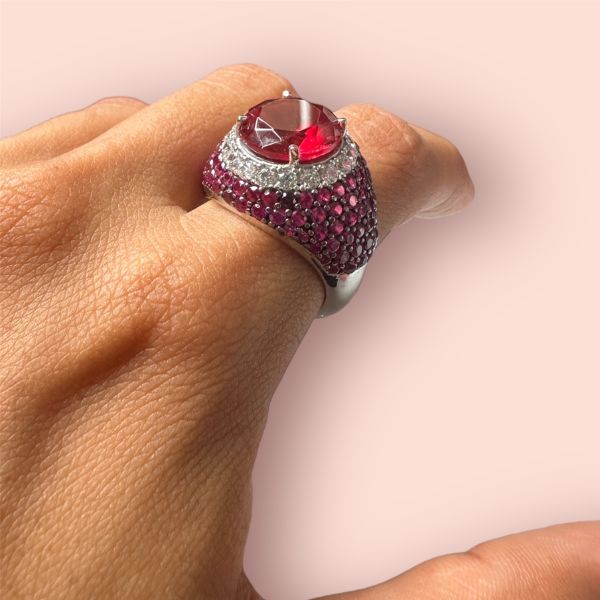 Anello Argento925 Zirconi Rossi e Bianchi