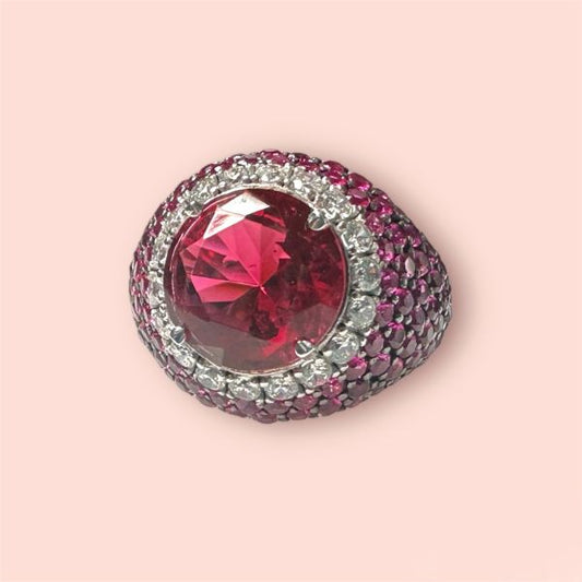 Anello Argento925 Zirconi Rossi e Bianchi