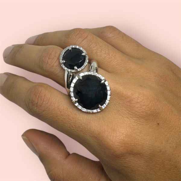 Anello Argento925 con Agata Nera