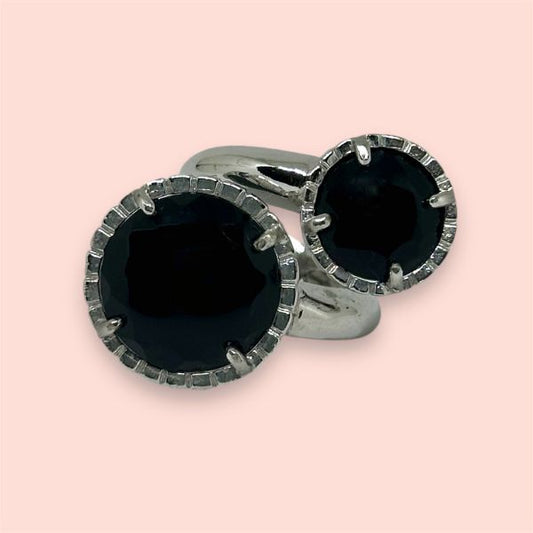 Anello Argento925 con Agata Nera