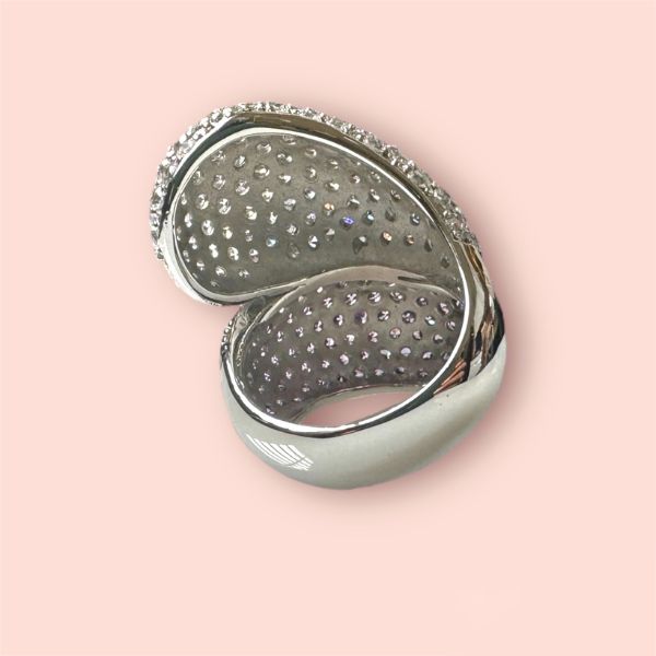 Anello Argento925 Contrariè con Pavé di Zirconi Bianchi e Lillà