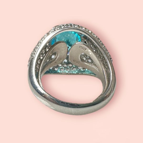 Anello in Argento925 con Zirconi Azzurro E Bianchi