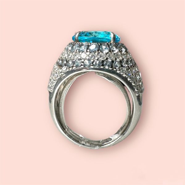 Anello in Argento925 con Zirconi Azzurro E Bianchi