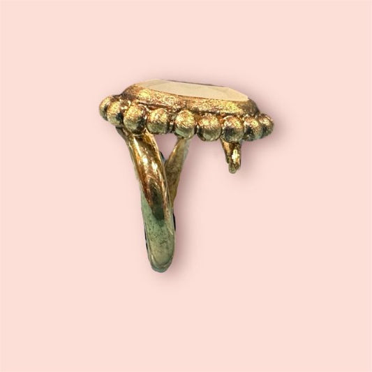 Anello Argento925 Dorato Quarzo stile Vintage