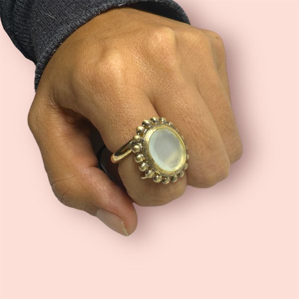 Anello Argento925 Dorato Quarzo stile Vintage