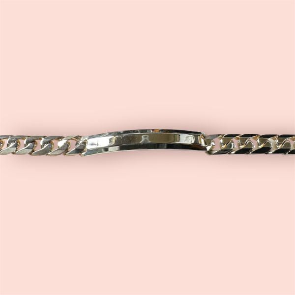 Bracciale Argento925 Grumetta piatta con Piastra