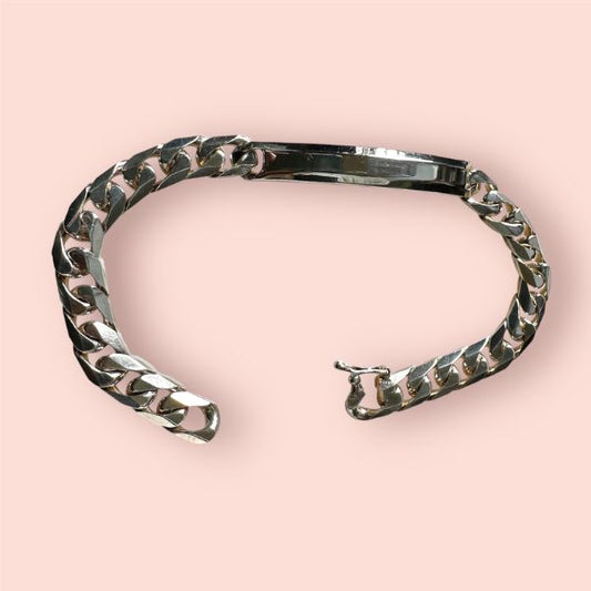 Bracciale Argento925 Grumetta piatta con Piastra