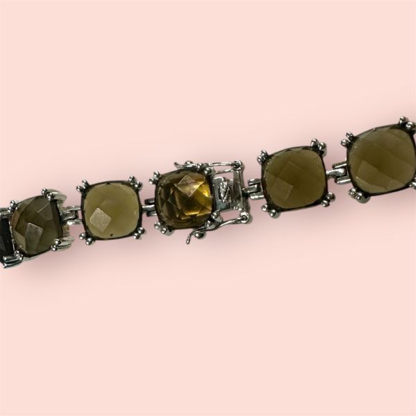 Bracciale Argento925 tipo tennis con Quarzo Fumè