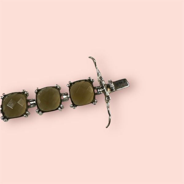 Bracciale Argento925 tipo tennis con Quarzo Fumè