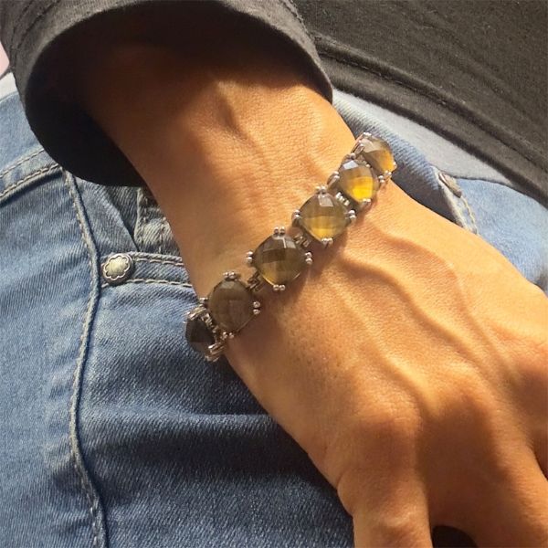 Bracciale Argento925 tipo tennis con Quarzo Fumè