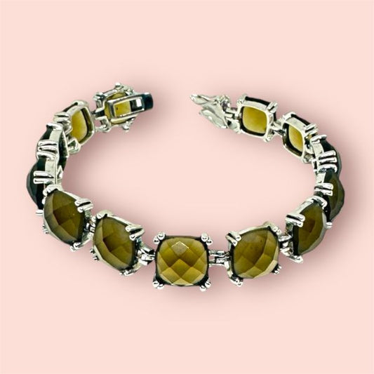 Bracciale Argento925 tipo tennis con Quarzo Fumè