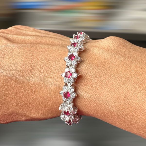 Bracciale Argento925 Zirconi Rossi e bianchi