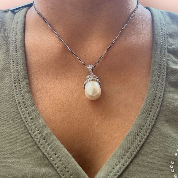 Collana Argento925 con Ciondolo in perla