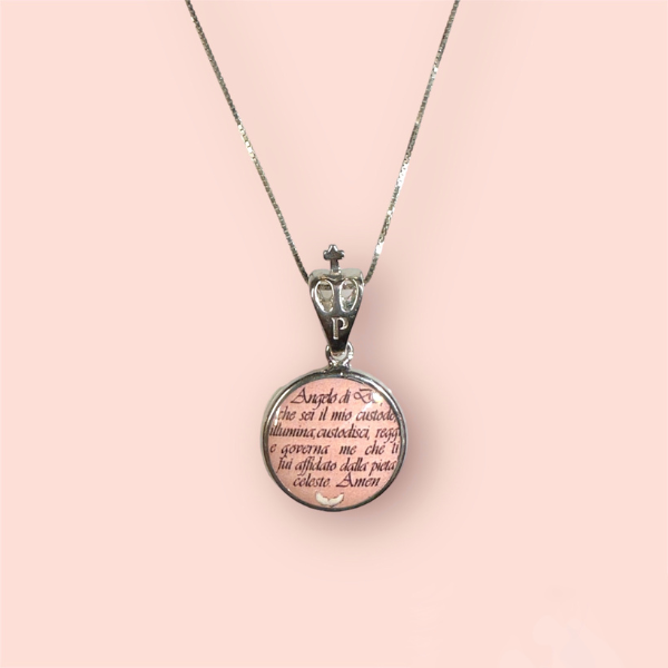 Collana Pryngeps Preghiera AngeloDiDio Argento Rosa