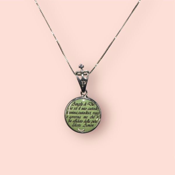 Collana Pryngeps Preghiera AngeloDiDio Argento Verde