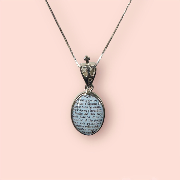 Collana Pryngeps Preghiera AveMaria Argento Celeste