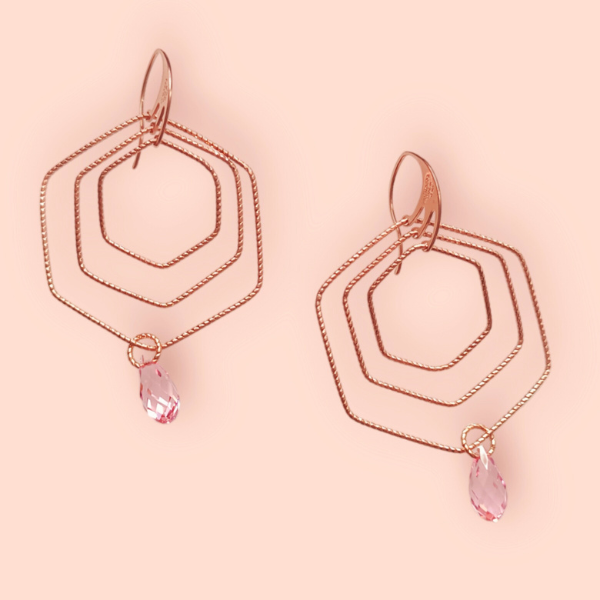 Orecchini Pryngeps Argento Rosè Esagonali