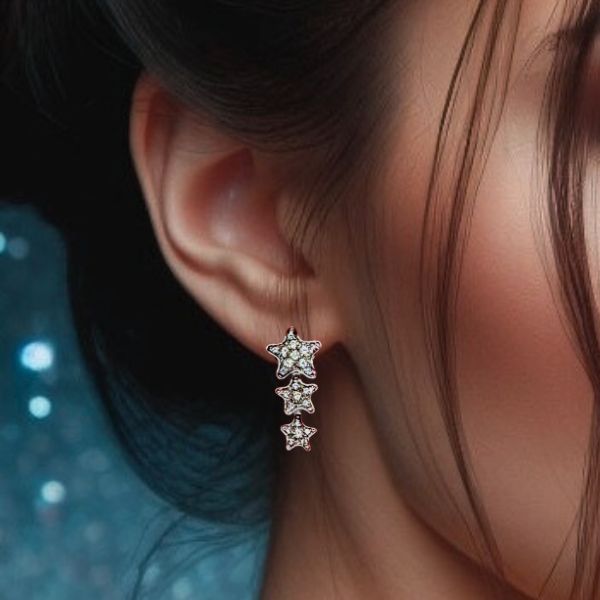 Orecchini Argento925 Pendenti a Stelle e Zirconi