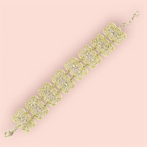 Bracciale Argento925 dorato maglia rettangolare stile filigrana