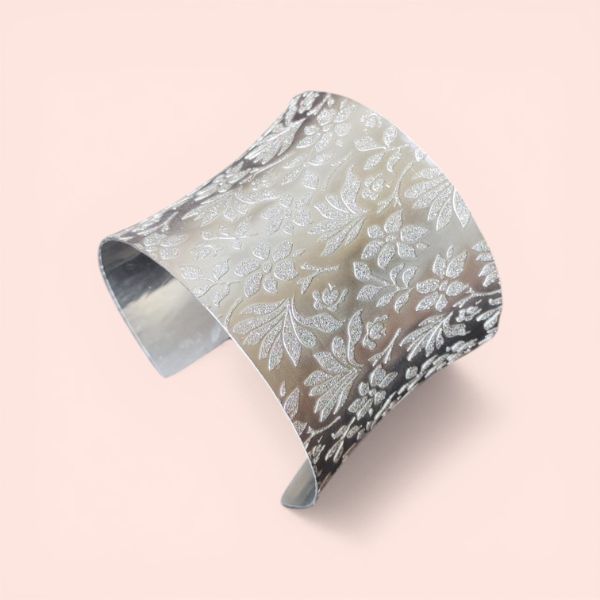 Bracciale Rigido Acciaio Satinato Floreale
