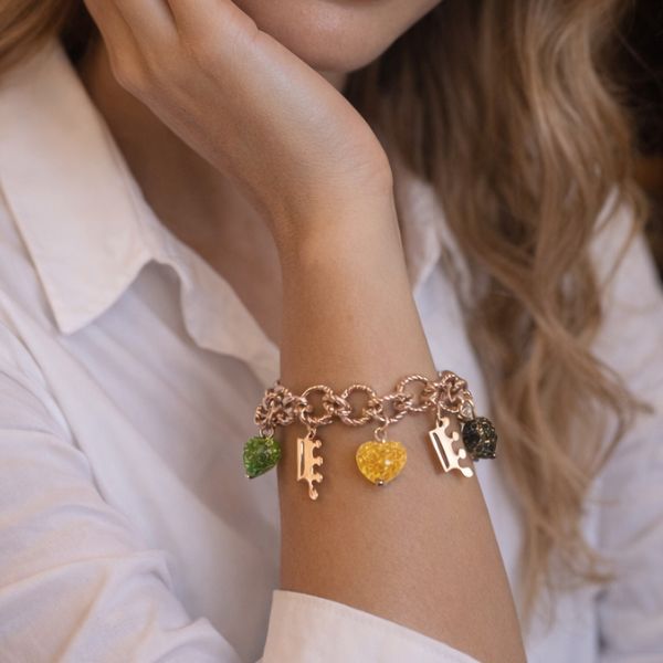 Bracciale Pryngeps Argento925 Dorato con Pendenti