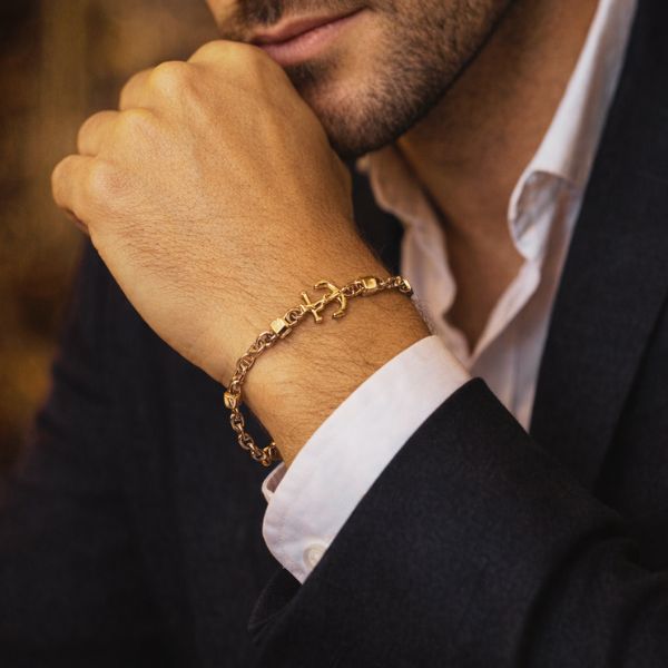 Bracciale Uomo Argento925 e Oro9Kt
