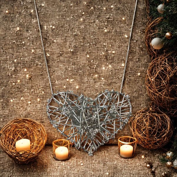 Collana Oro750 Bianco Cuore con diamanti