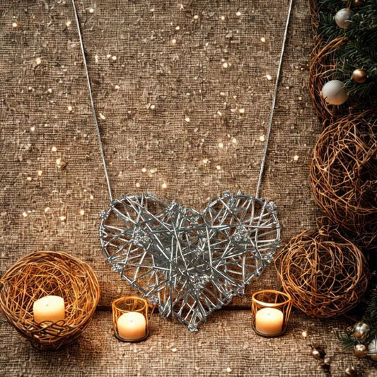 Collana Oro750 Bianco Cuore con diamanti