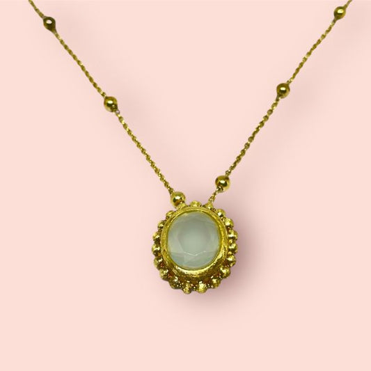 Collana Argento925 Dorato con ciondolo di Quarzo
