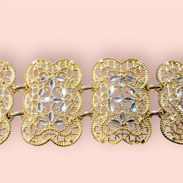 Bracciale Argento925 dorato maglia rettangolare stile filigrana