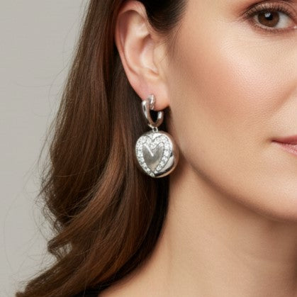 Orecchini Argento925 cuore con zirconi